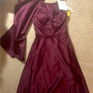 Formal Dress with Shawl in Wine color